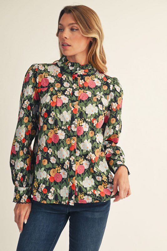 Victorian Vibes Floral Top - Black