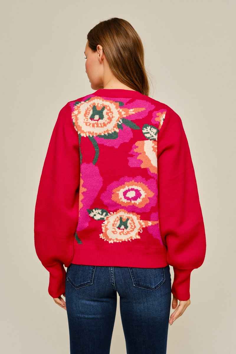 Perfectly Poised Puff Sleeve Floral Sweater