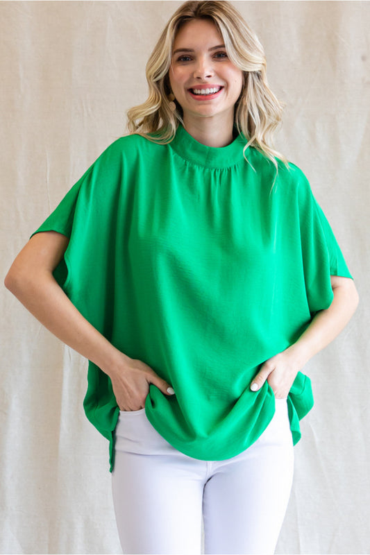 Look Out Mock Neck Top (Kelly Green)