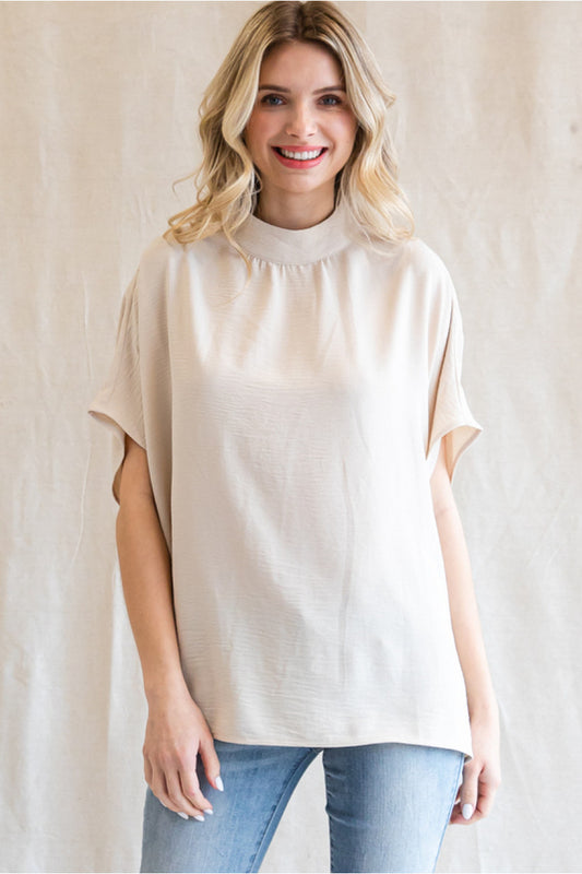 Look Out Mock Neck Top (Oatmeal)