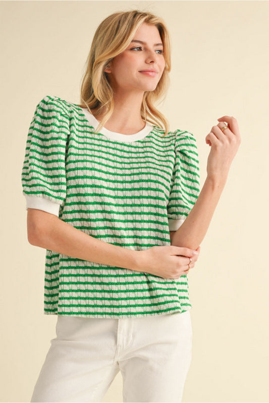 Oasis Striped Textured Top (Green)