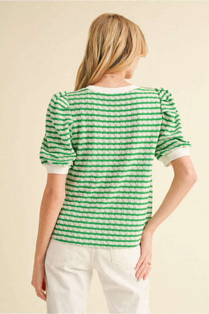 Oasis Striped Textured Top (Green)