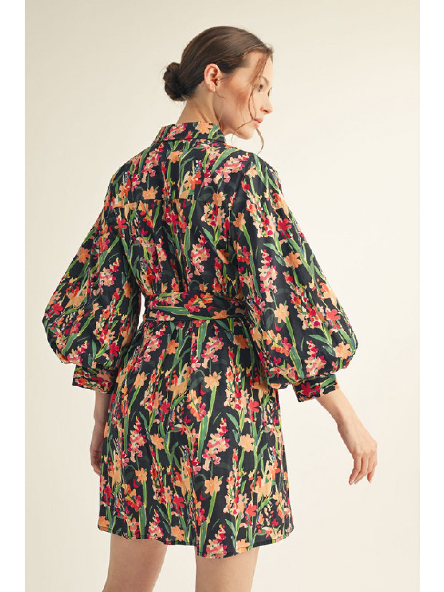 Dabria Floral Print Dress - Black