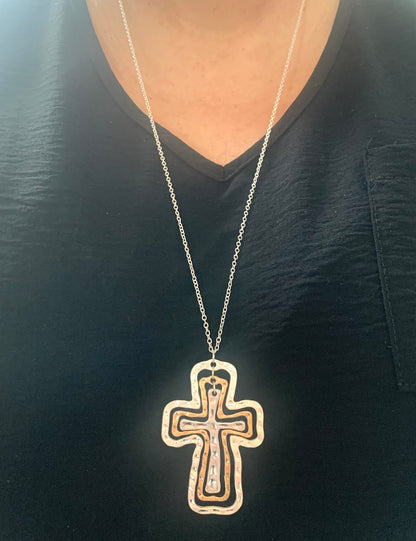Triple Cross Necklace (Gold/Silver)