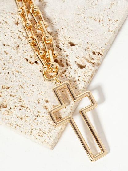 Hope Statement Cross Necklace - Gold - Delta Swanky Girl