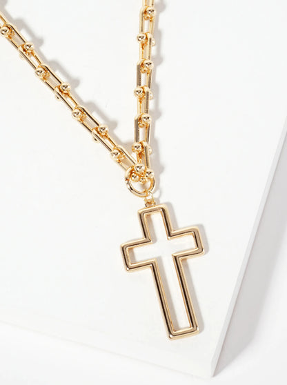 Hope Statement Cross Necklace - Gold - Delta Swanky Girl