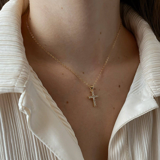 Blessed CZ Cross Necklace - Delta Swanky Girl