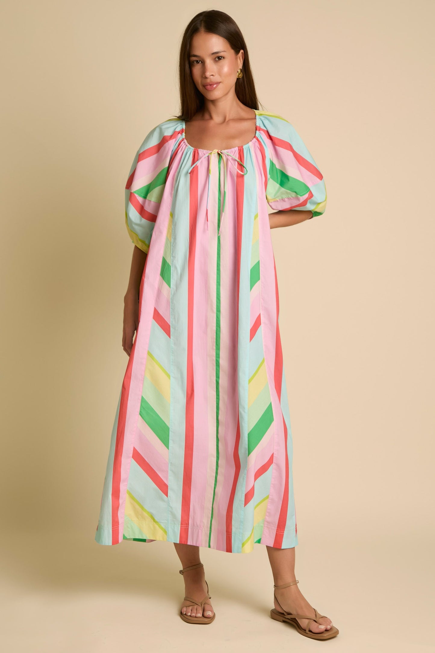 Poplin Striped Maxi Dress