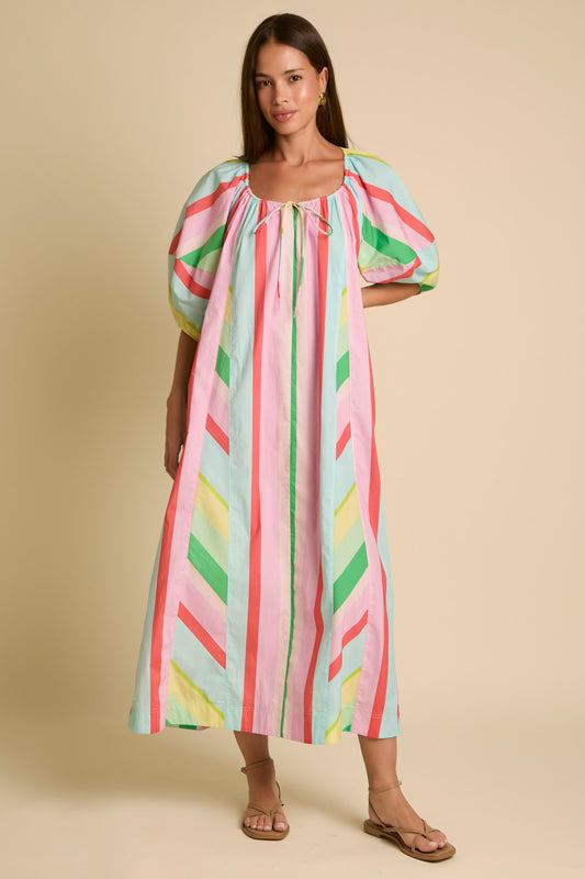 Poplin Striped Maxi Dress