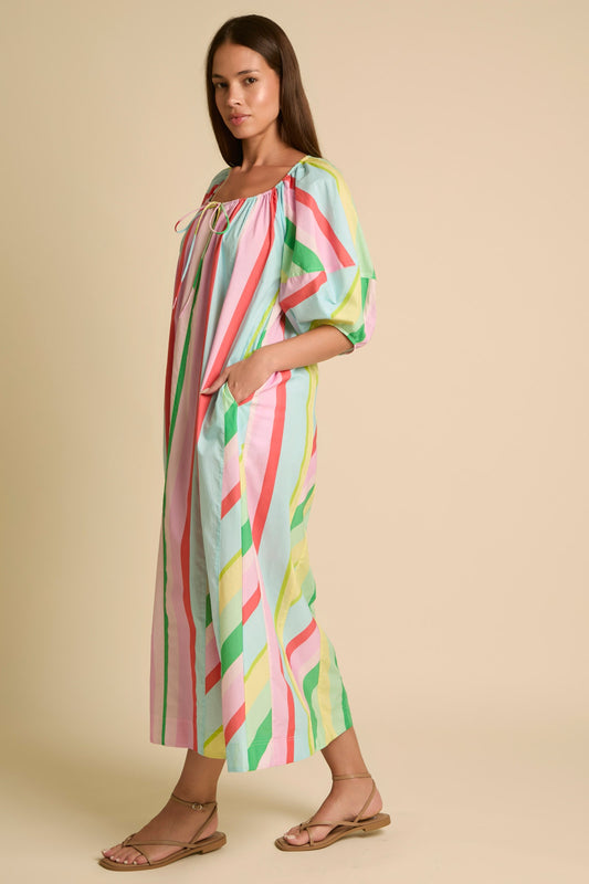 Poplin Striped Maxi Dress