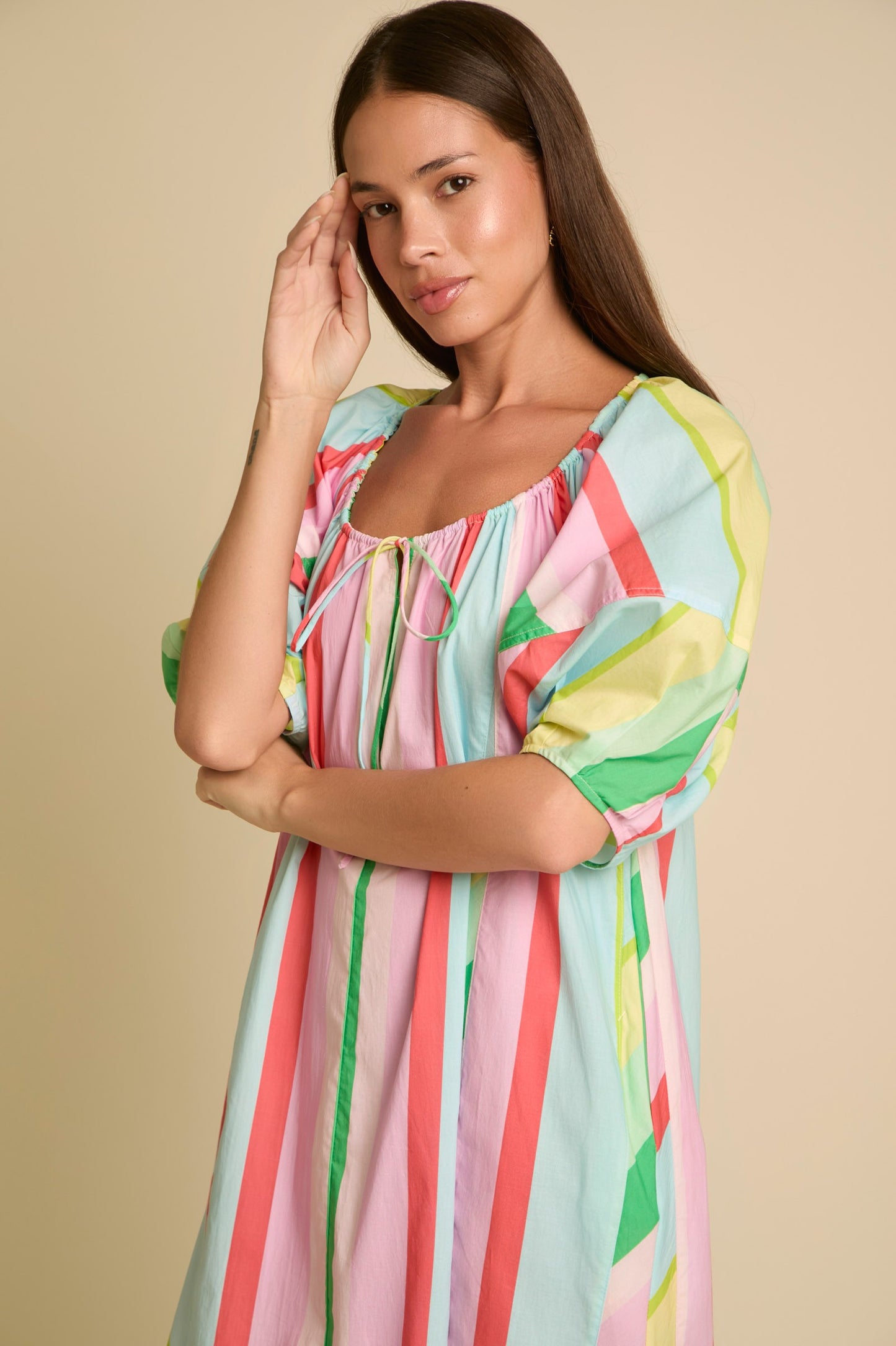 Poplin Striped Maxi Dress