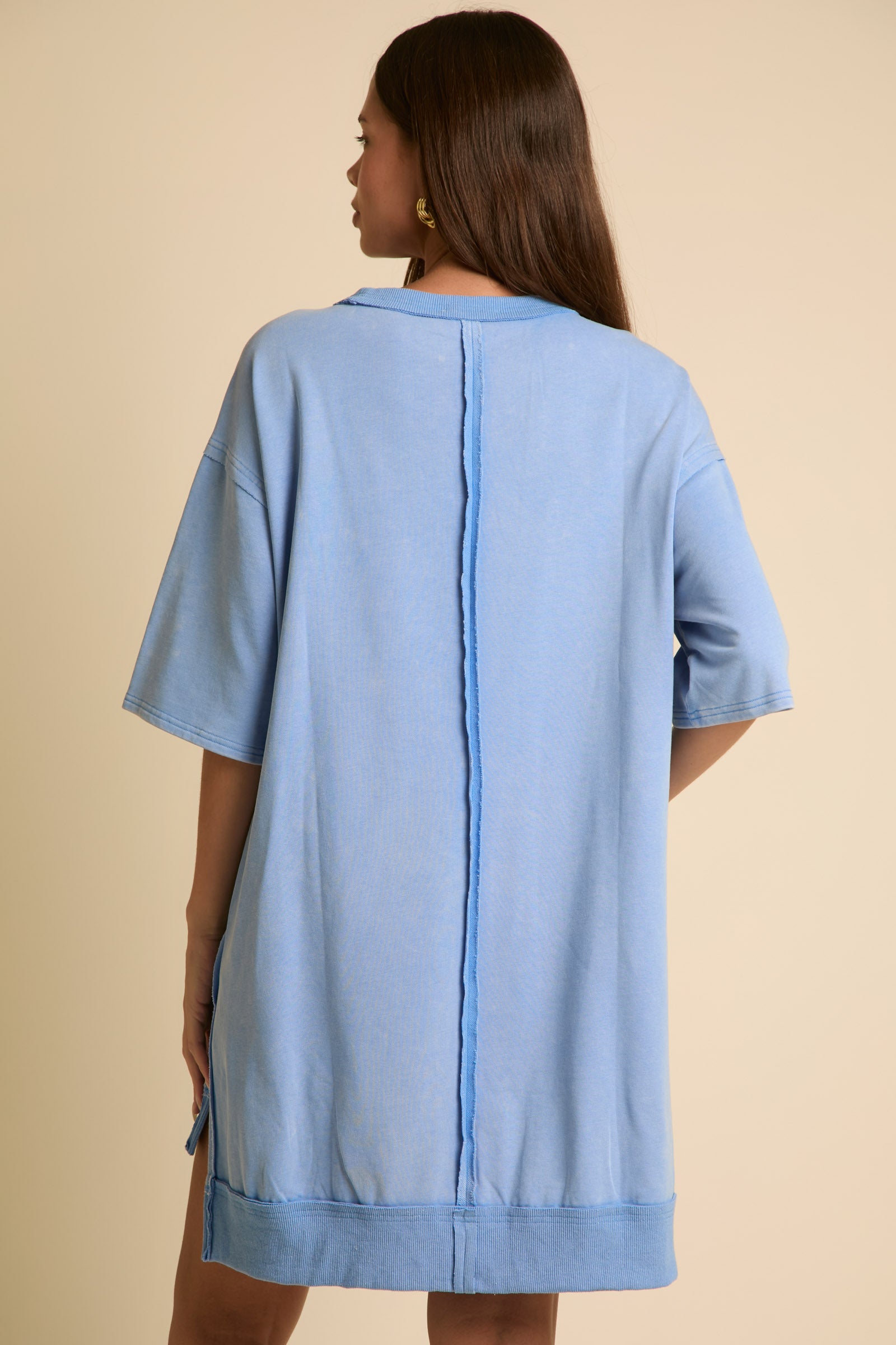 Lake Weekend French Terry Tunic Dress - Blue - Delta Swanky Girl