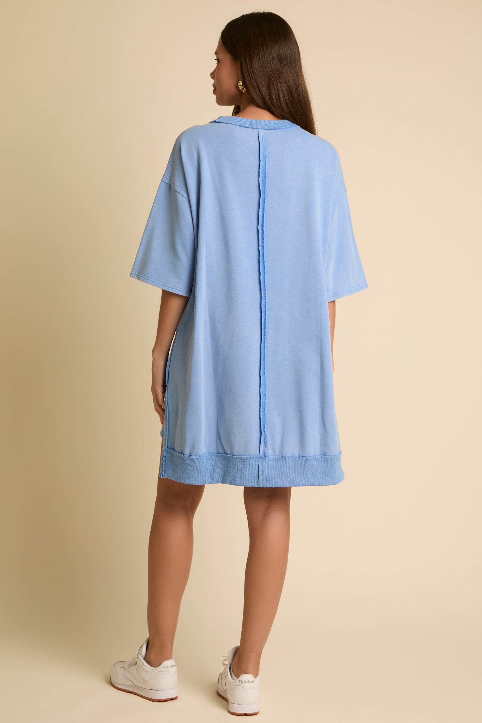 Lake Weekend French Terry Tunic Dress - Blue - Delta Swanky Girl