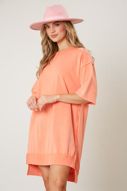 Lake Weekend French Terry Tunic Dress - Peach