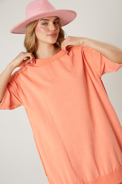 Lake Weekend French Terry Tunic Dress - Peach