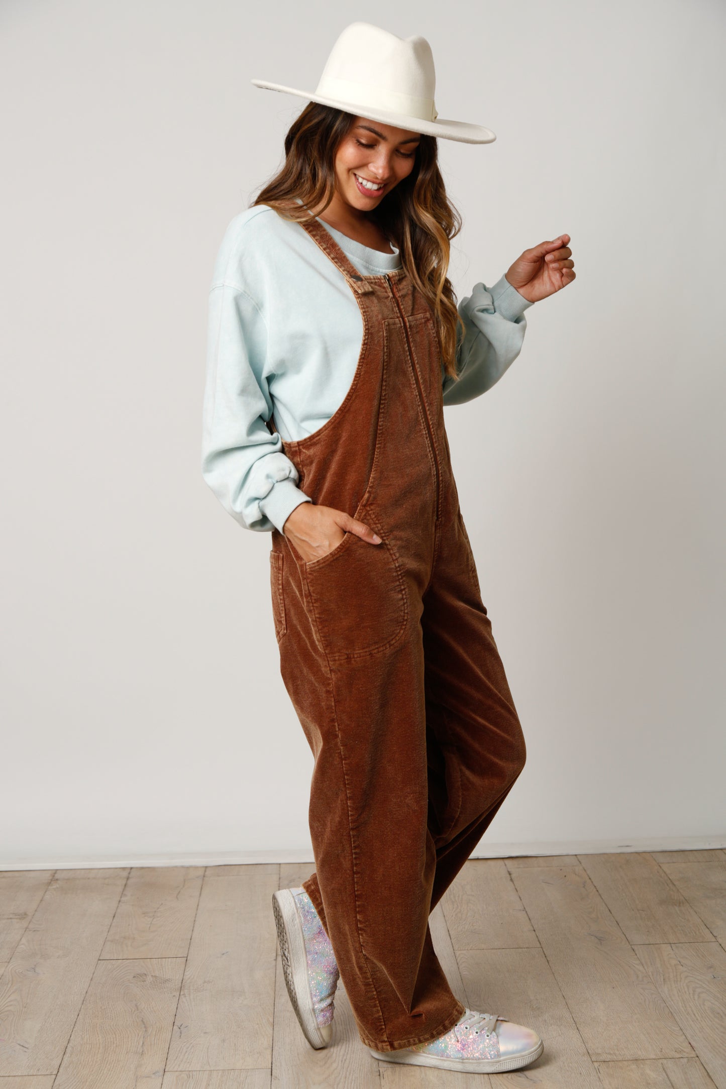 Calla Corduroy Oversized Jumper - Brown