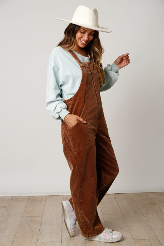 Calla Corduroy Oversized Jumper - Brown
