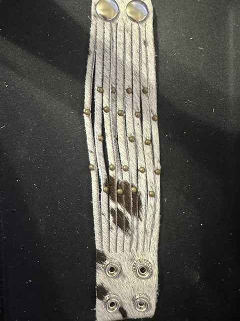 Multi-Strand Handmade Leather Hide Studded Bracelet