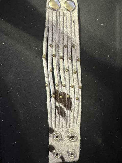 Multi-Strand Handmade Leather Hide Studded Bracelet