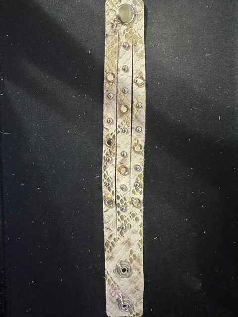 Triple-Strand Handmade Leather Hide Studded Bracelet