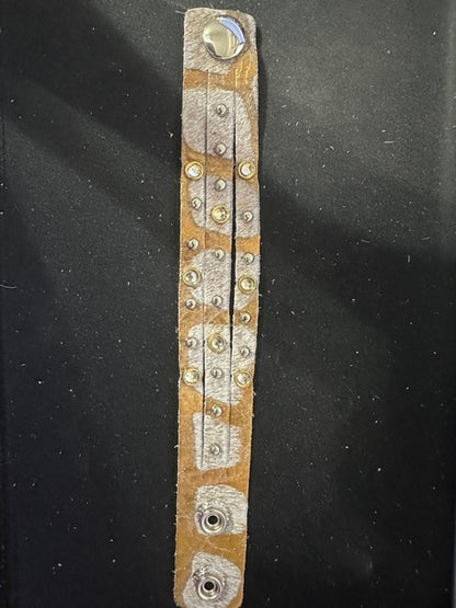 Triple-Strand Handmade Leather Hide Studded Bracelet