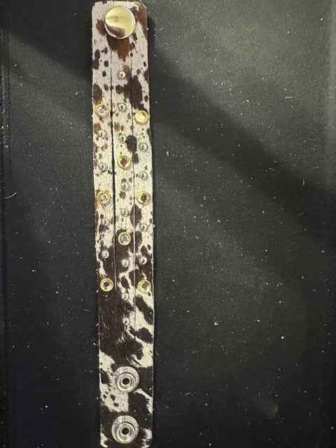 Triple-Strand Handmade Leather Hide Studded Bracelet