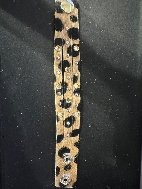 Triple-Strand Handmade Leather Hide Studded Bracelet