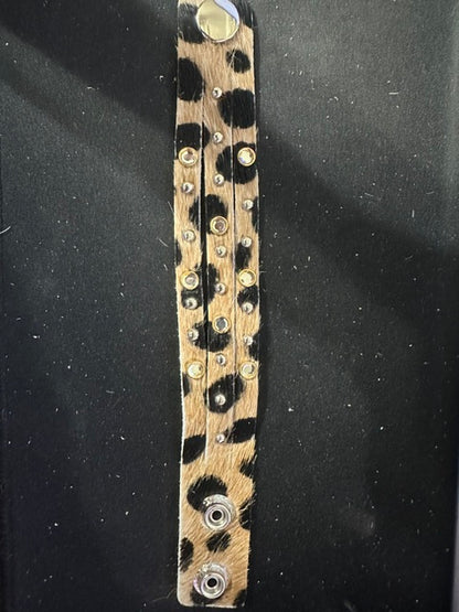 Triple-Strand Handmade Leather Hide Studded Bracelet