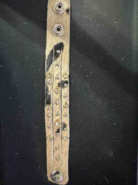 Triple-Strand Handmade Leather Hide Studded Bracelet