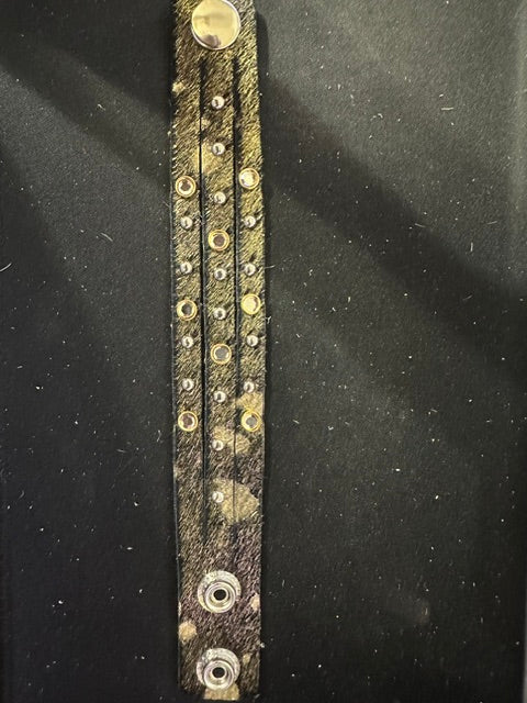 Triple-Strand Handmade Leather Hide Studded Bracelet
