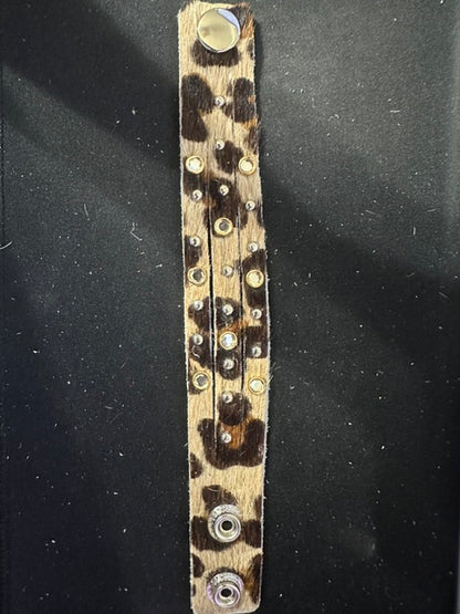 Triple-Strand Handmade Leather Hide Studded Bracelet