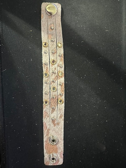Triple-Strand Handmade Leather Hide Studded Bracelet