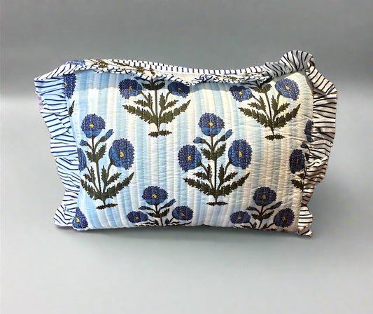 Handmade Quilted Cosmetic Bag - White Daisy