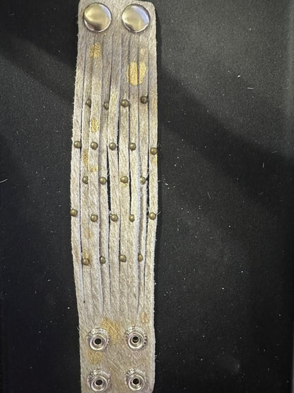 Multi-Strand Handmade Leather Hide Studded Bracelet