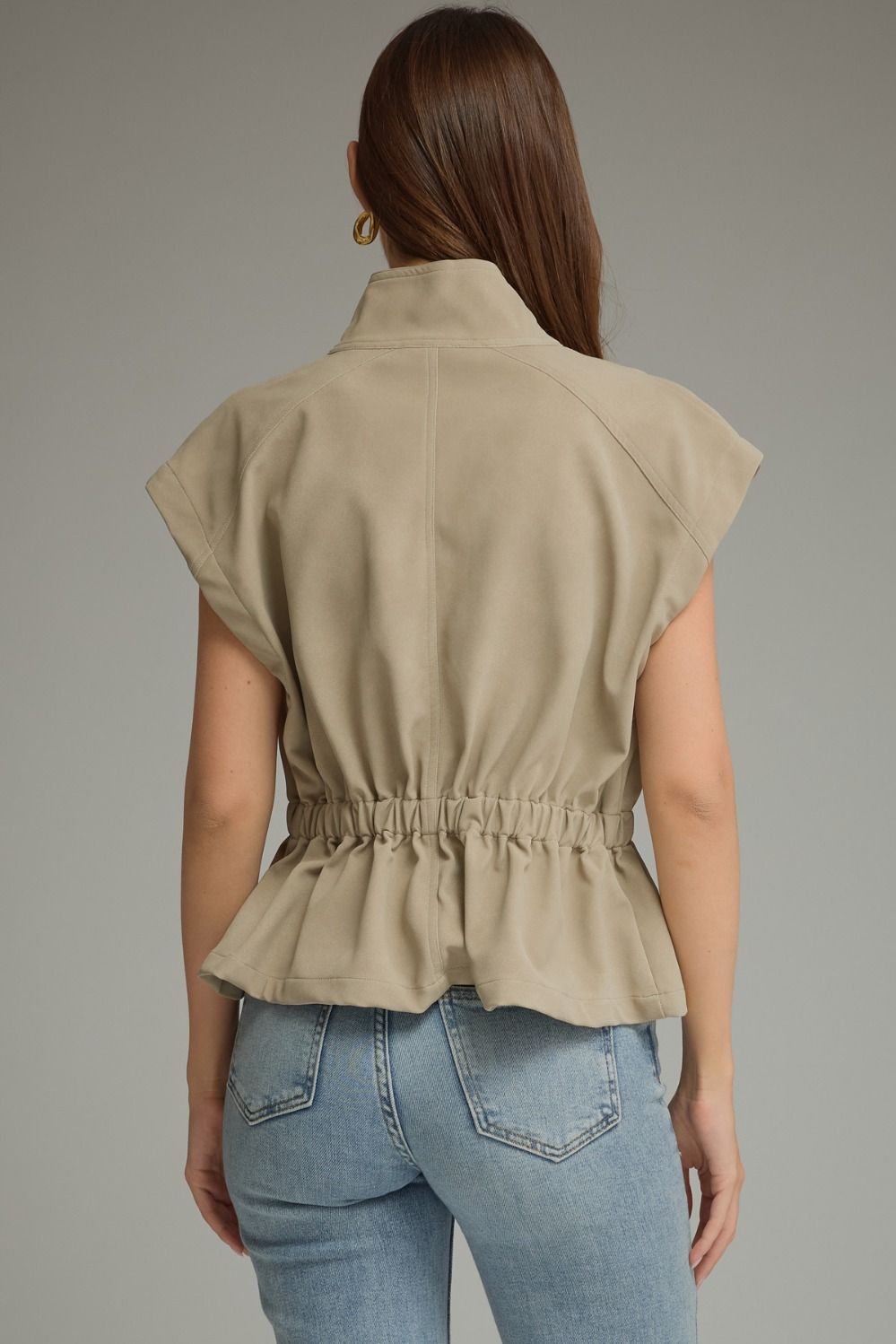 The Ecru Edge Vest | Faux Leather Cinched Waist Top
