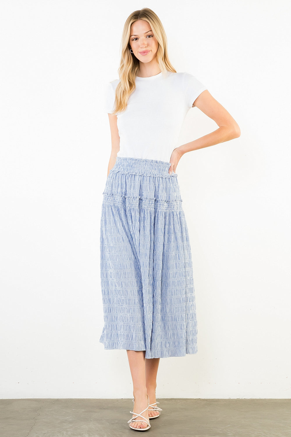 Karyn Smocked Midi Skirt - Delta Swanky Girl
