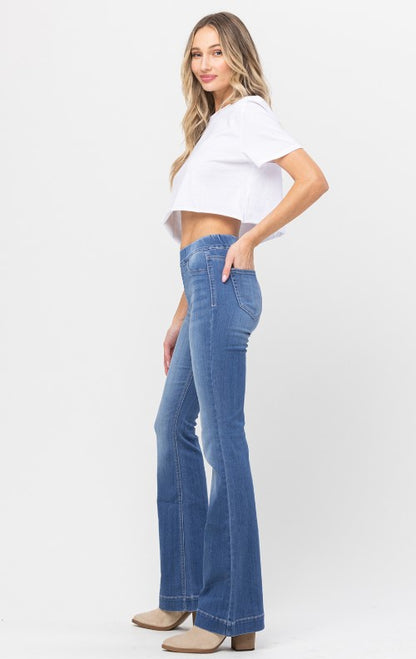 Frilly Flare Jeans (Light Wash)