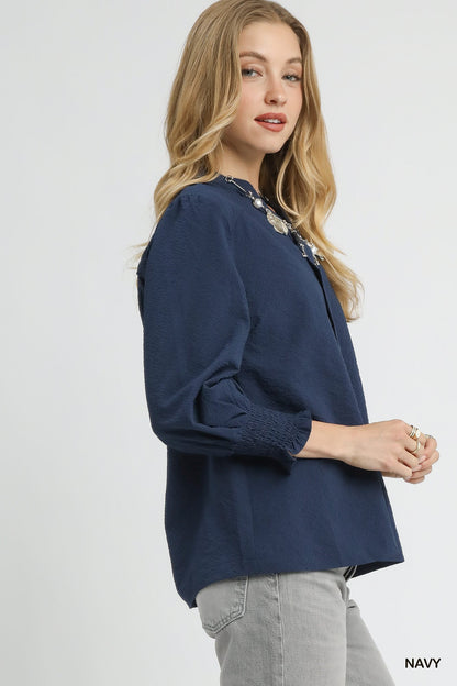 Zoey Piping Detail Top - Navy