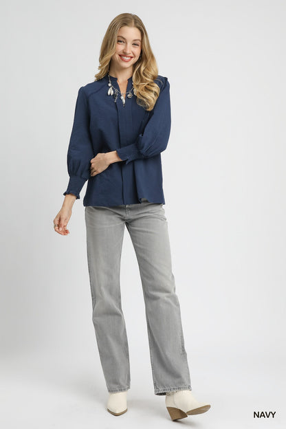 Zoey Piping Detail Top - Navy