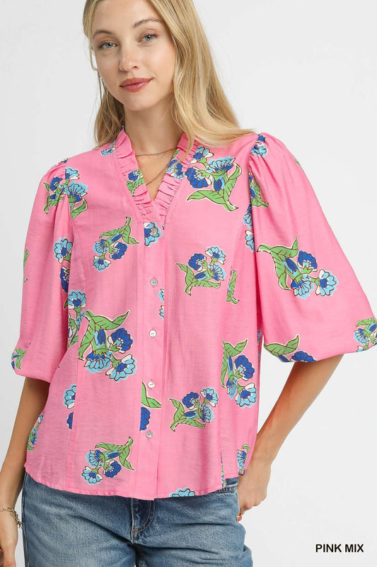 Springtime Melody Floral Top - Pink