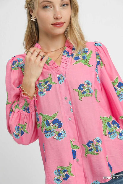 Springtime Melody Floral Top - Pink