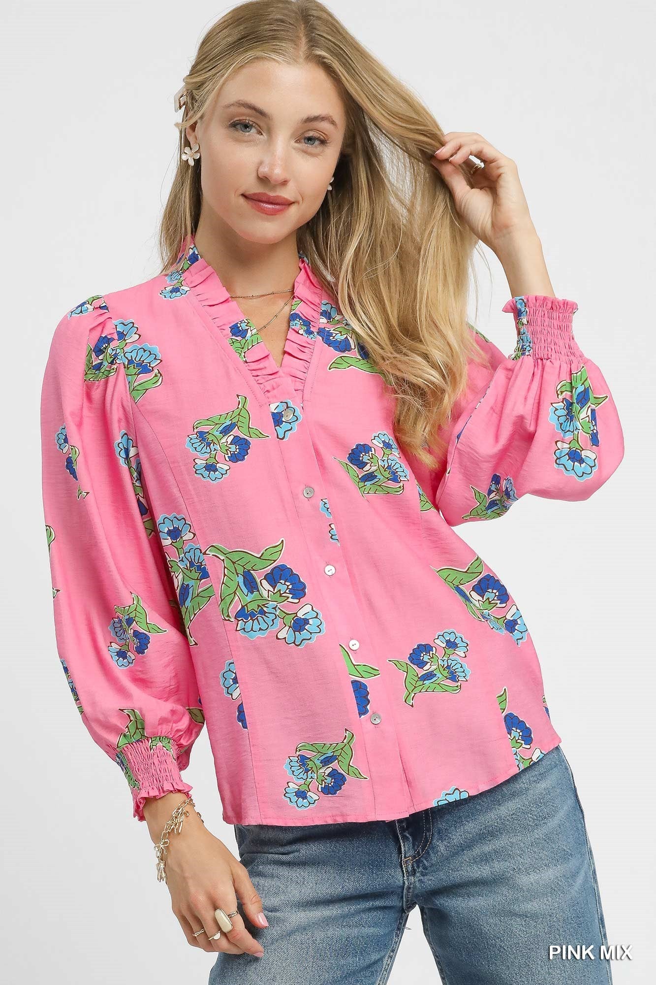 Springtime Melody Floral Top - Pink