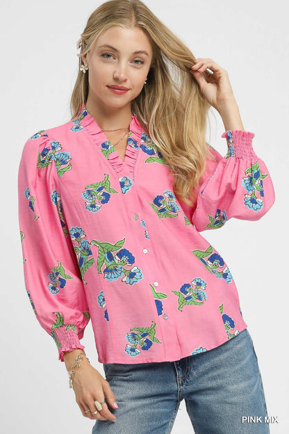 Springtime Melody Floral Top - Pink