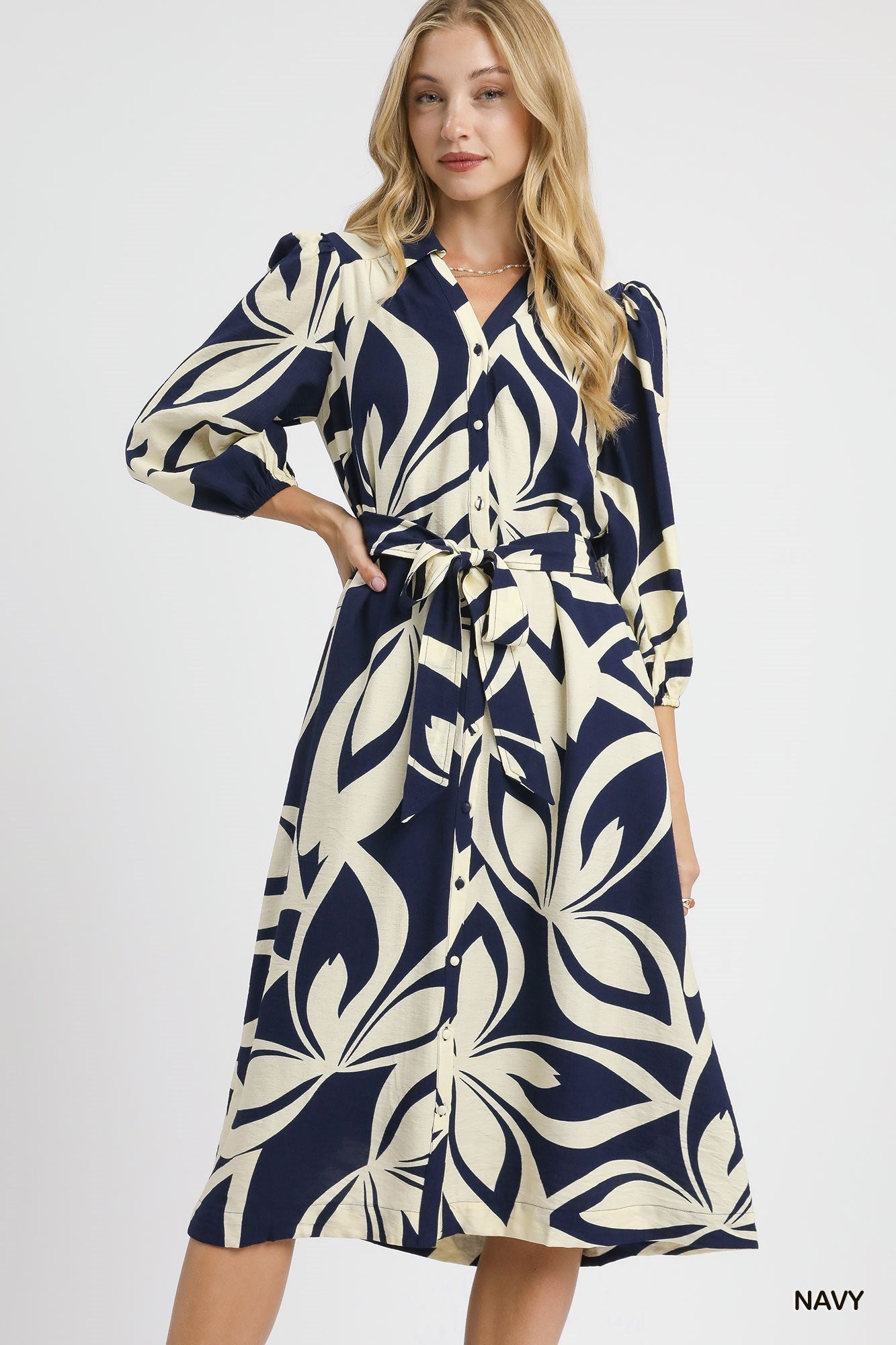 Blue Meadows Shirt Dress - Navy