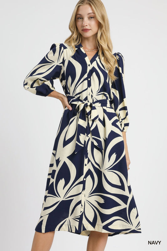 Blue Meadows Shirt Dress - Navy