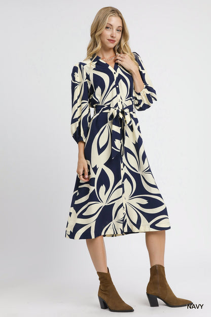 Blue Meadows Shirt Dress - Navy