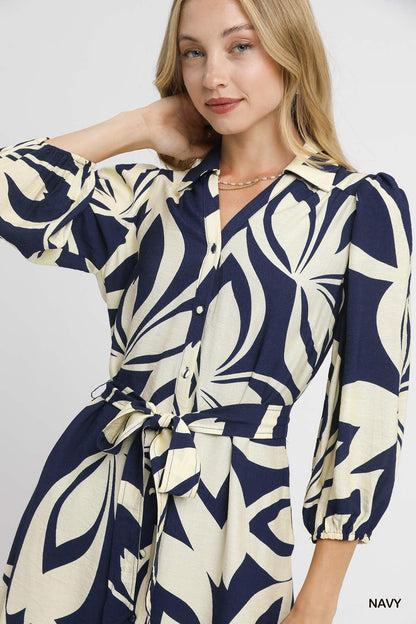 Blue Meadows Shirt Dress - Navy