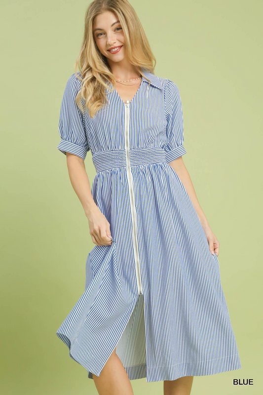 Pier My Way Stripe Midi Dress - Delta Swanky Girl
