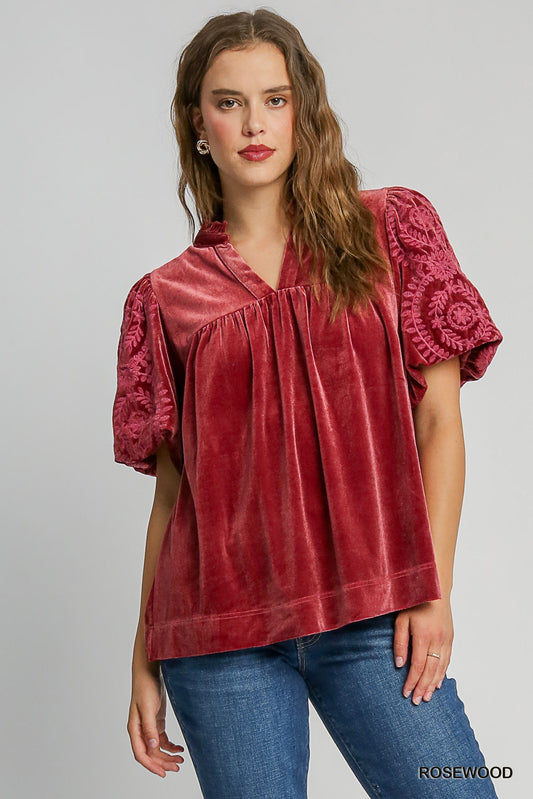 Inside A Dream Velvet Top (Burgundy)