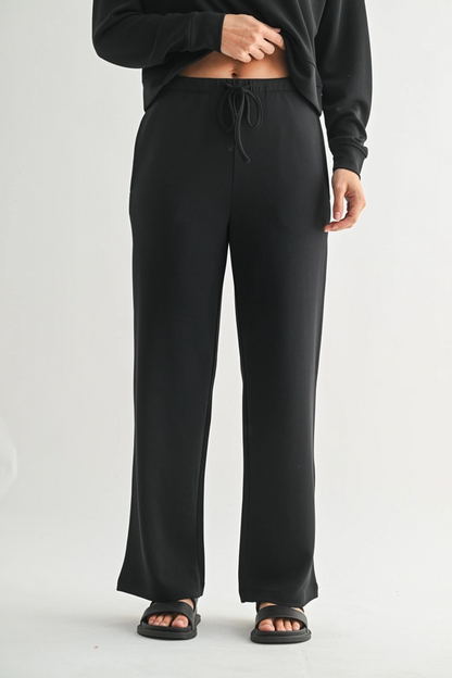 Air Essential Wide Leg Scuba Pant Set - Black